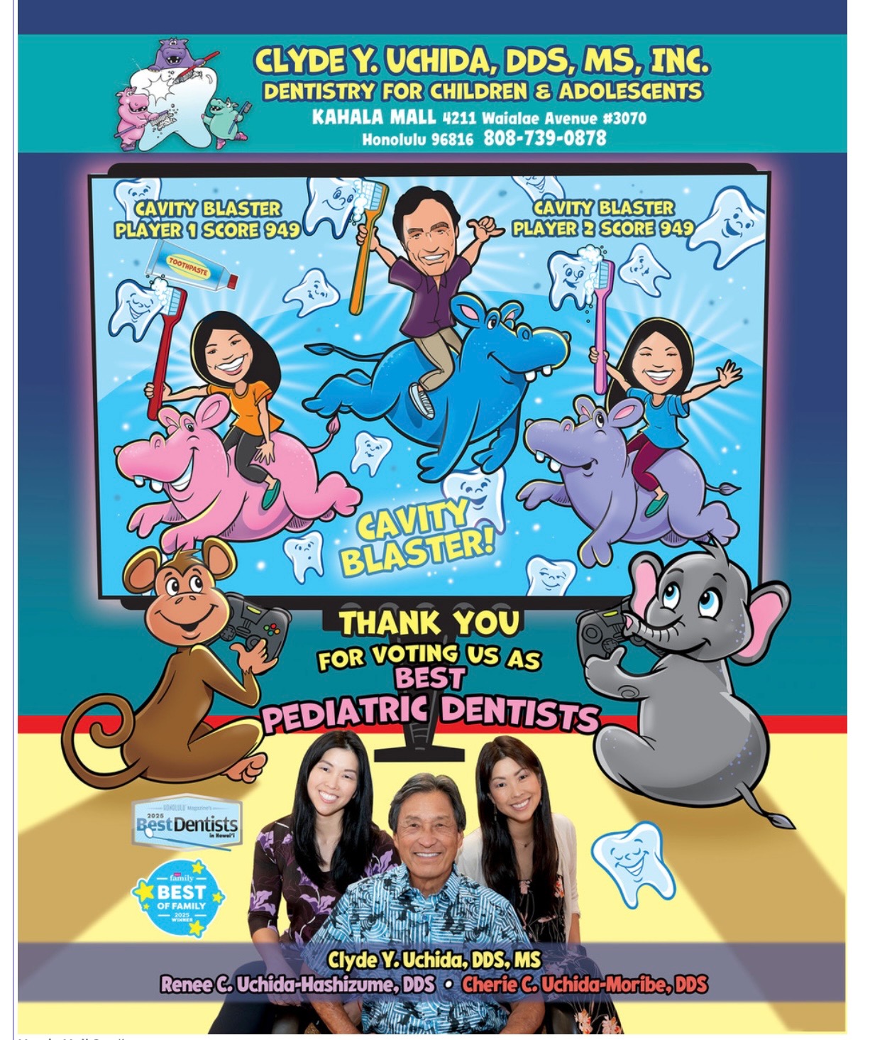 Honolulu Magazine Best Dentists feature recognizing Uchida Pediatric Dentistry